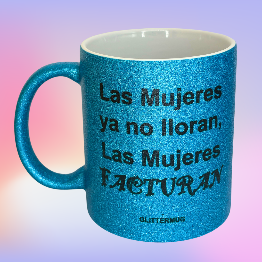 Taza Glitter Azul - Selecciona frase de reggaeton