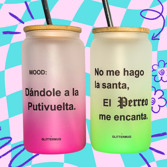 Vaso Esmerilado - Selecciona frase de reggaeton y color vaso