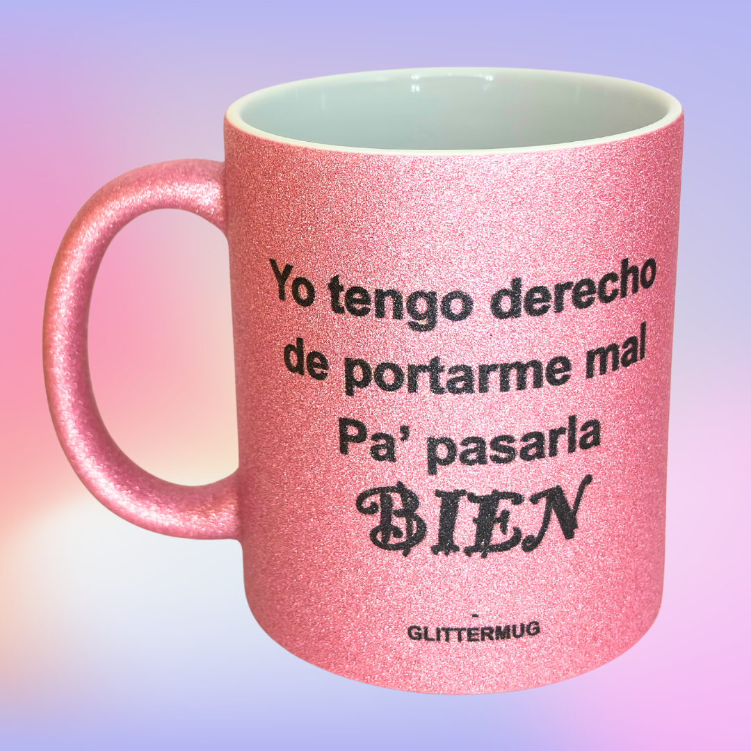 Taza Glitter Rosa -Selecciona frase de reggaeton