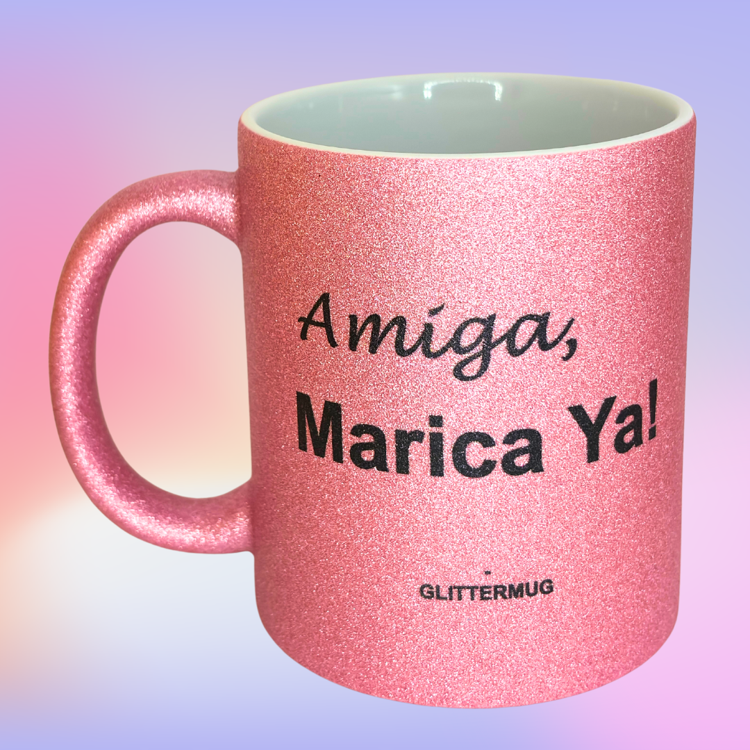 Taza Glitter Rosa -Selecciona frase de reggaeton