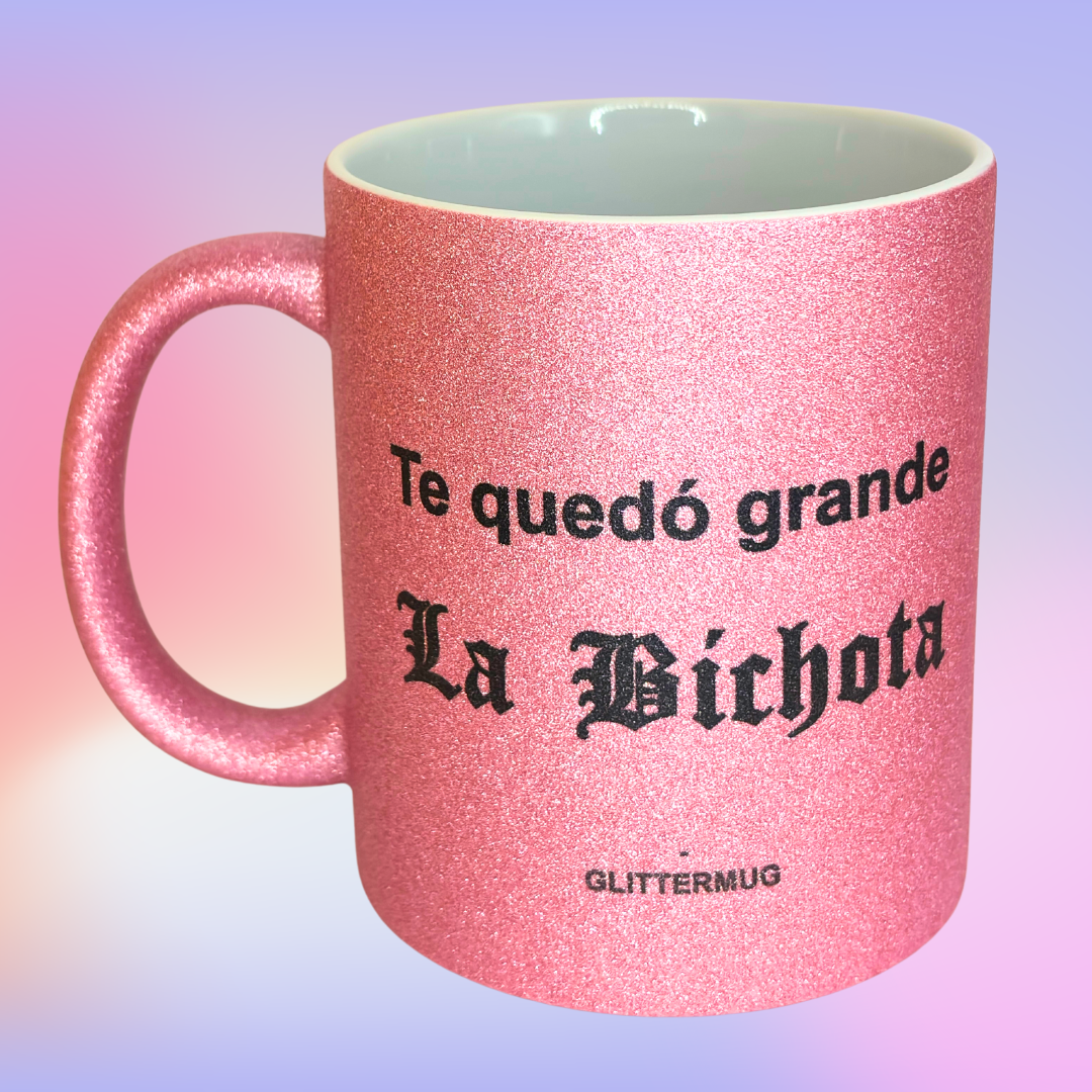 Taza Glitter Rosa -Selecciona frase de reggaeton