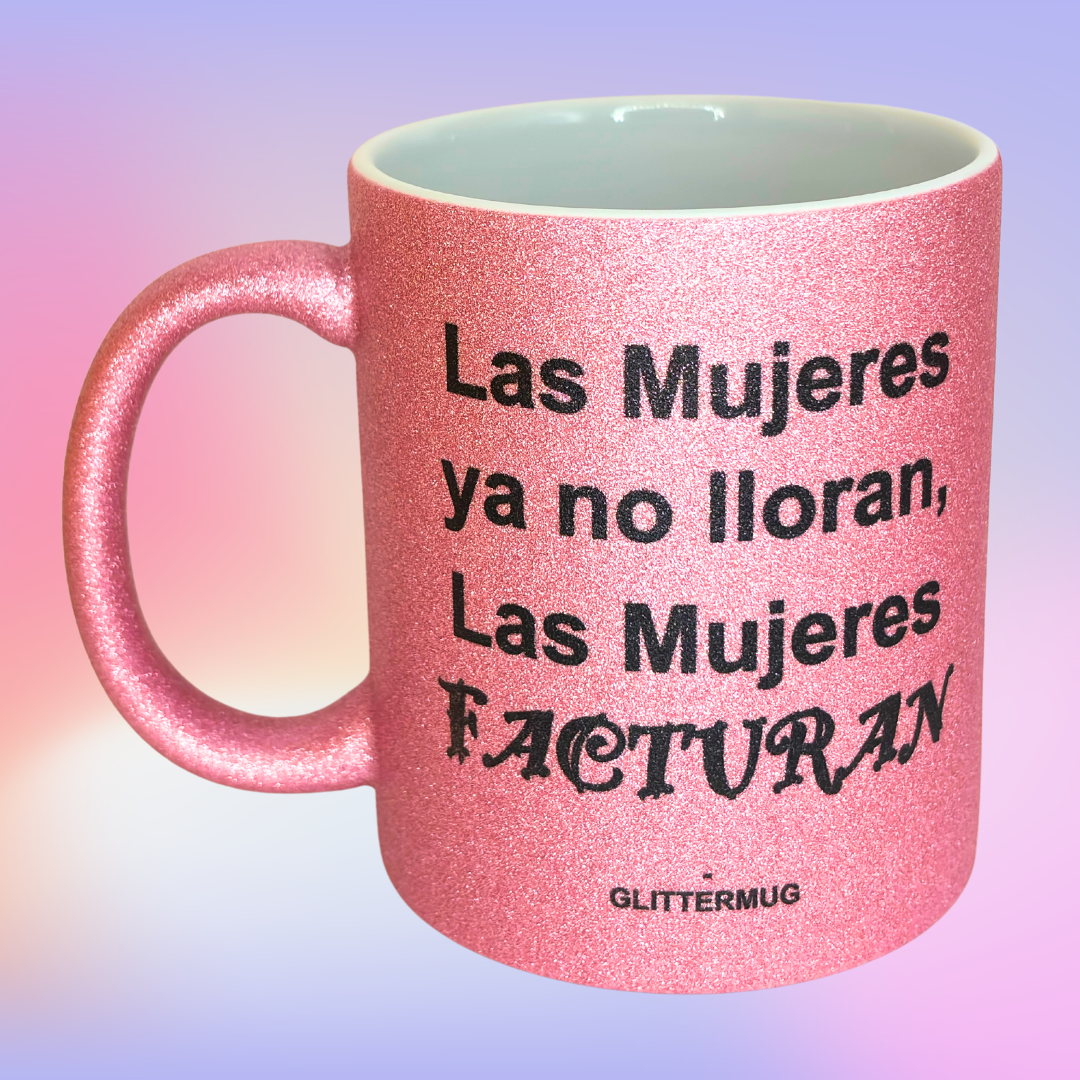 Taza Glitter Rosa -Selecciona frase de reggaeton