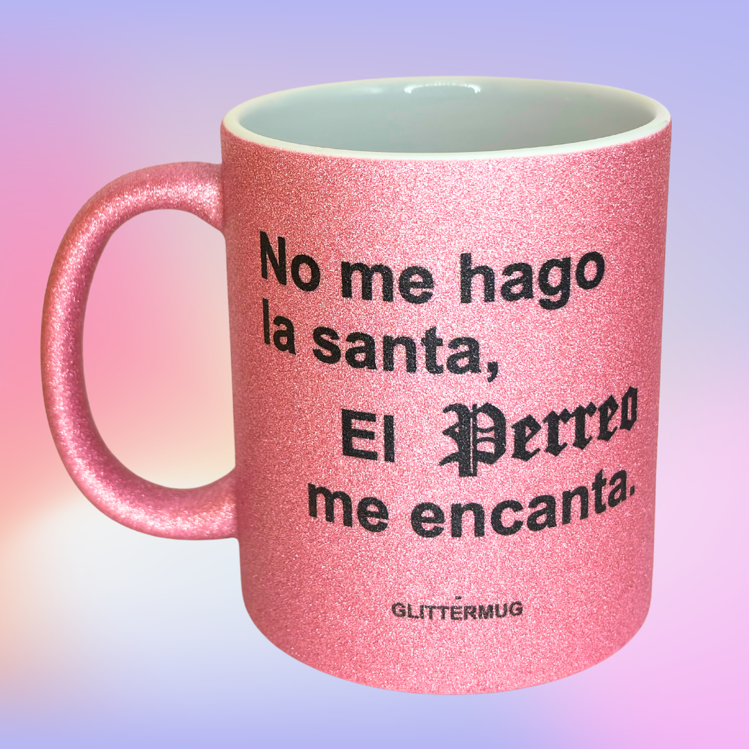 Taza Glitter Rosa -Selecciona frase de reggaeton