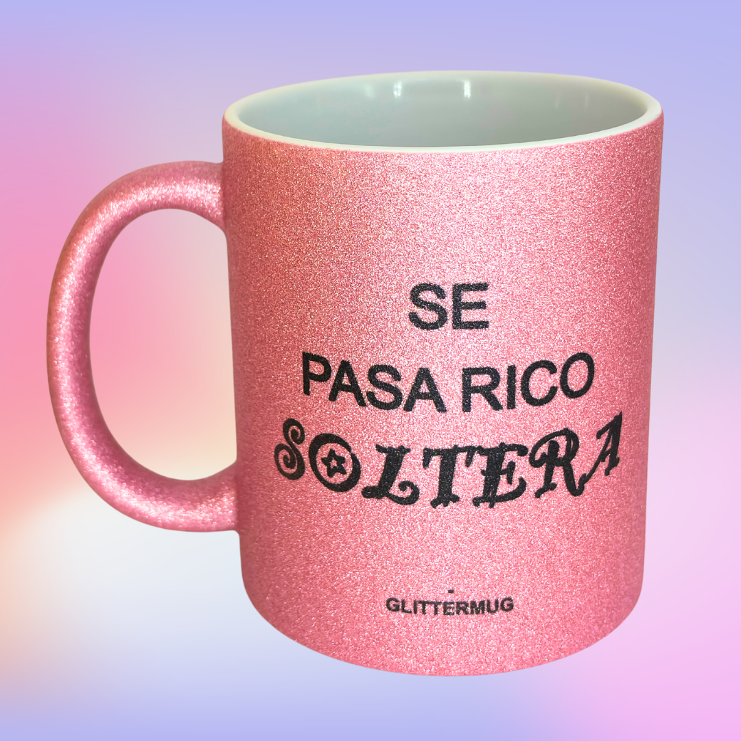 Taza Glitter Rosa -Selecciona frase de reggaeton