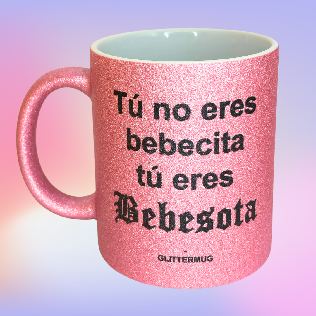 Taza Glitter Rosa -Selecciona frase de reggaeton