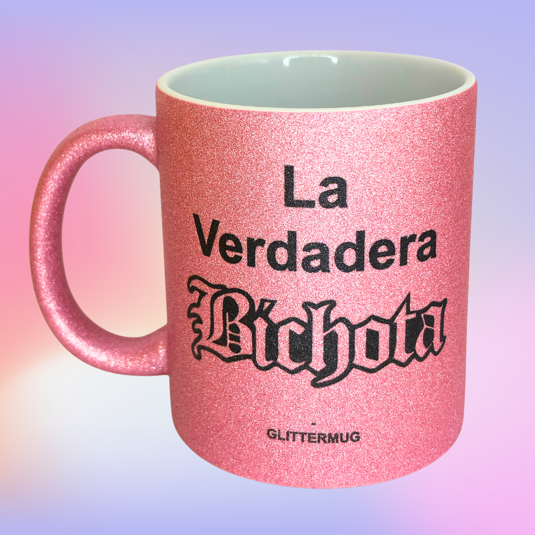 Taza Glitter Rosa -Selecciona frase de reggaeton