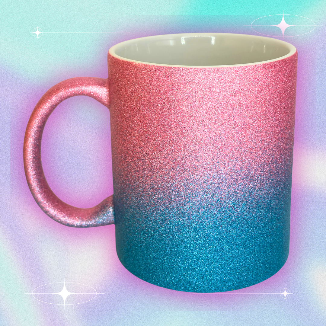 Taza Glitter Rosa/Azul  -Selecciona frase de reggaeton