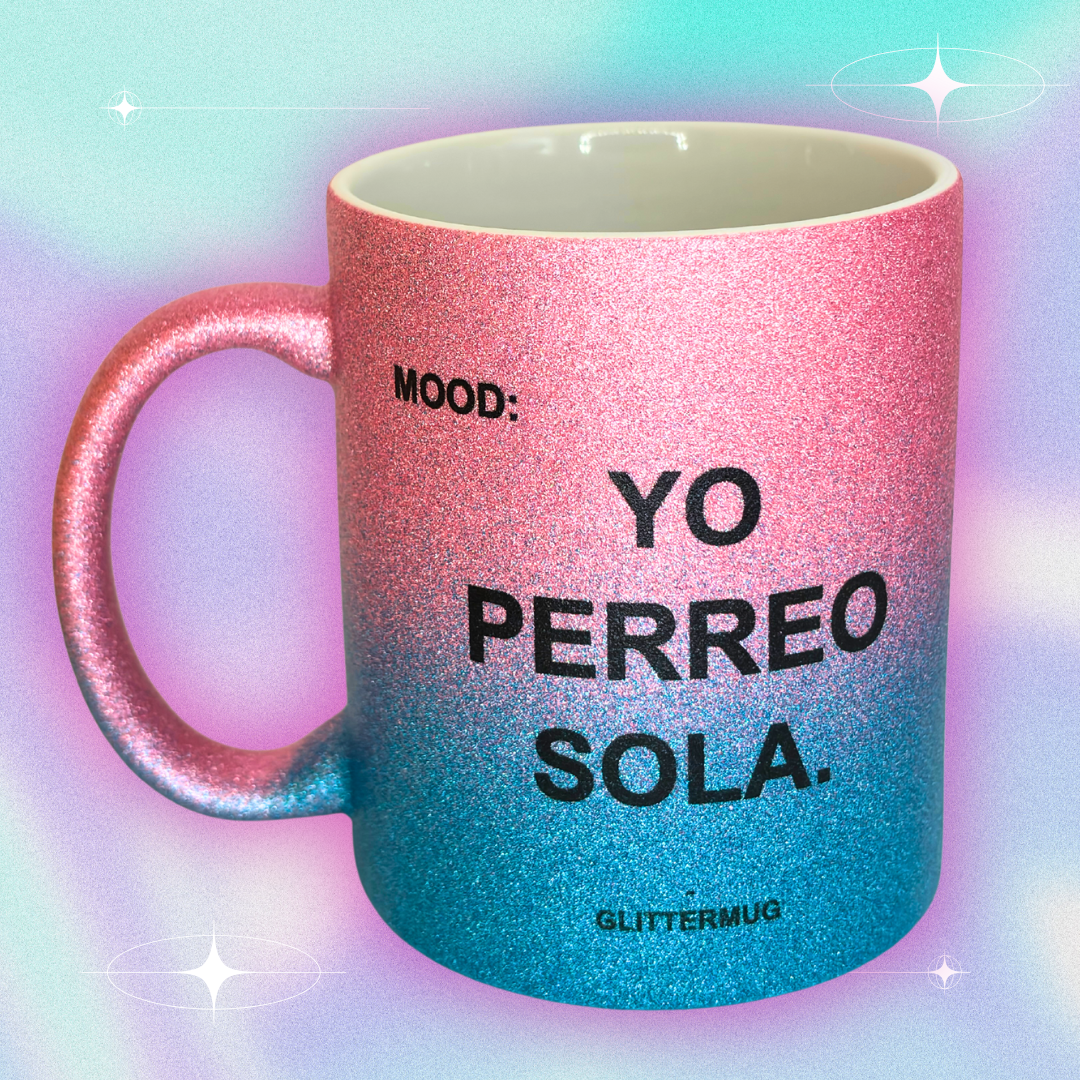 Taza Glitter Rosa/Azul  -Selecciona frase de reggaeton