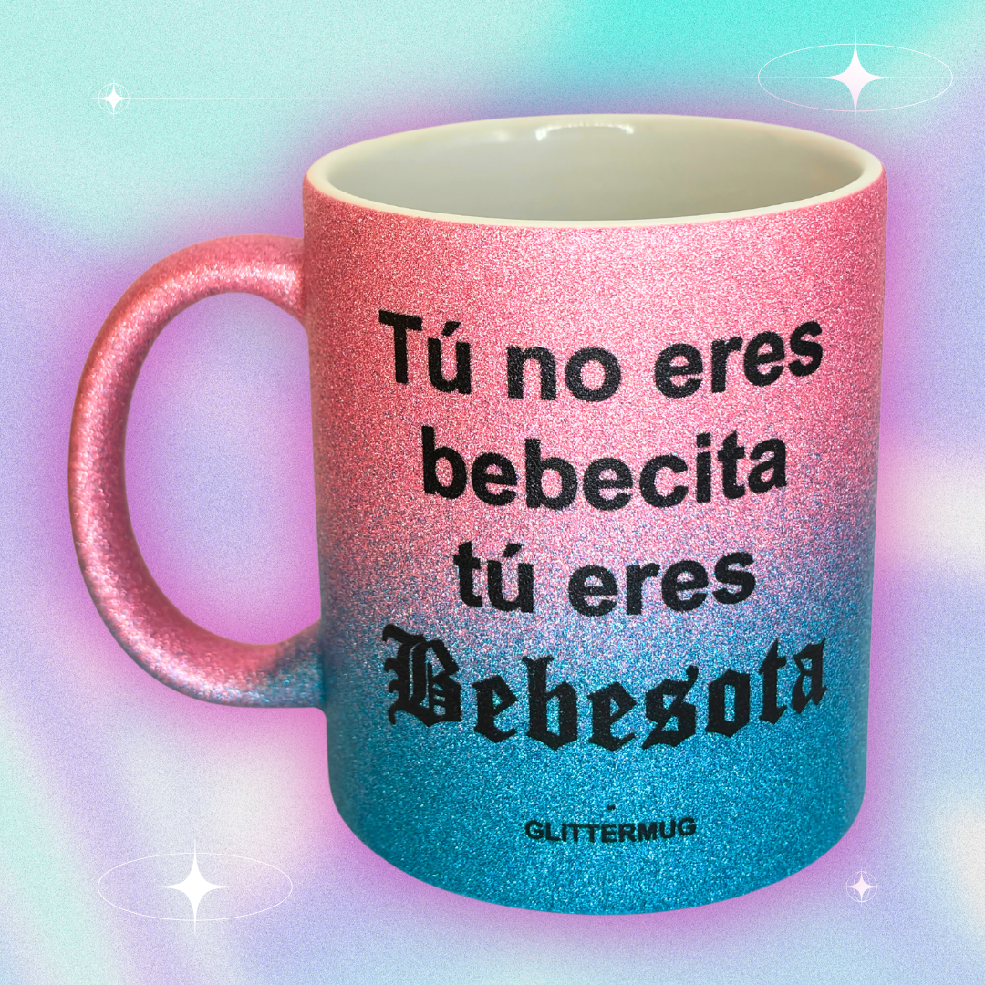 Taza Glitter Rosa/Azul  -Selecciona frase de reggaeton