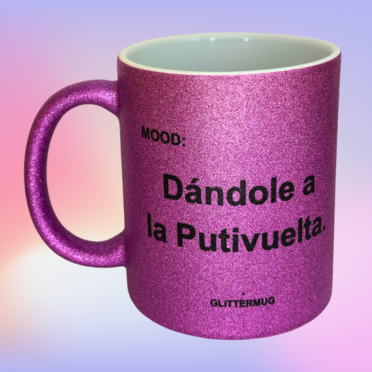 Taza Glitter Morada - Selecciona frase de reggaeton