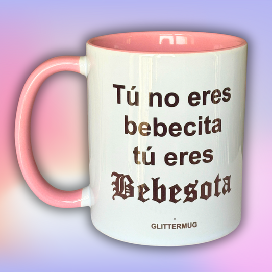 Taza Blanca con Interior y Asa de Color - Selecciona frase de reggaeton y color de taza